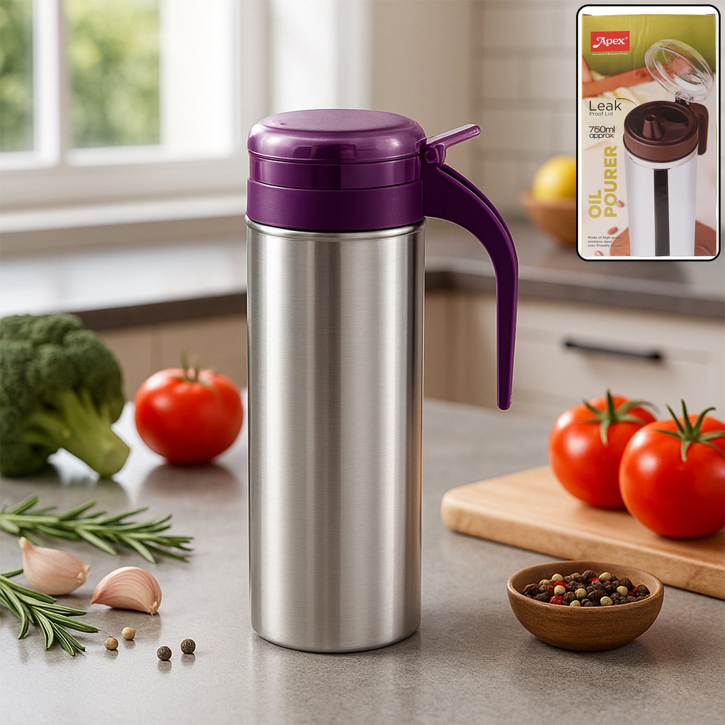 Stainless Steel Oil Pourer Dispenser - 750ml Approx. Capacity with Anti-Drip Spout - Happy Price - Image 2