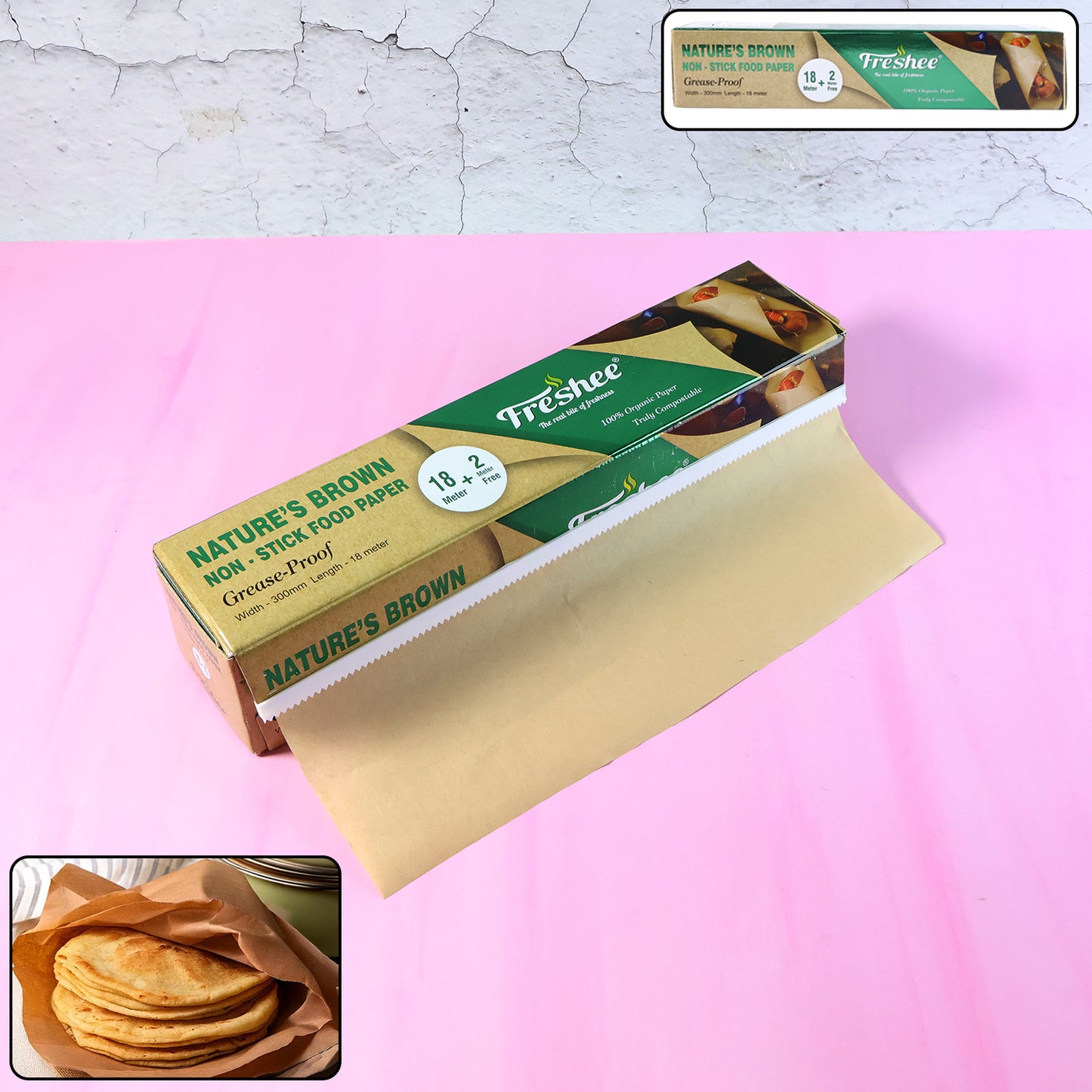 Eco-Friendly Brown Non-Stick Food Paper Roll - 20 Meter Length, 300mm Width - Happy Price - Image 2
