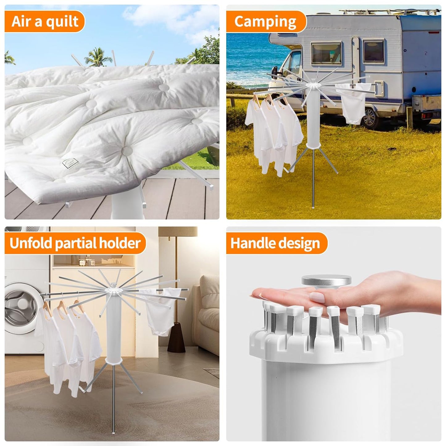 Foldable Rotary Clothes Drying Rack Stand (1 Pc) - Happy Price - Image 6