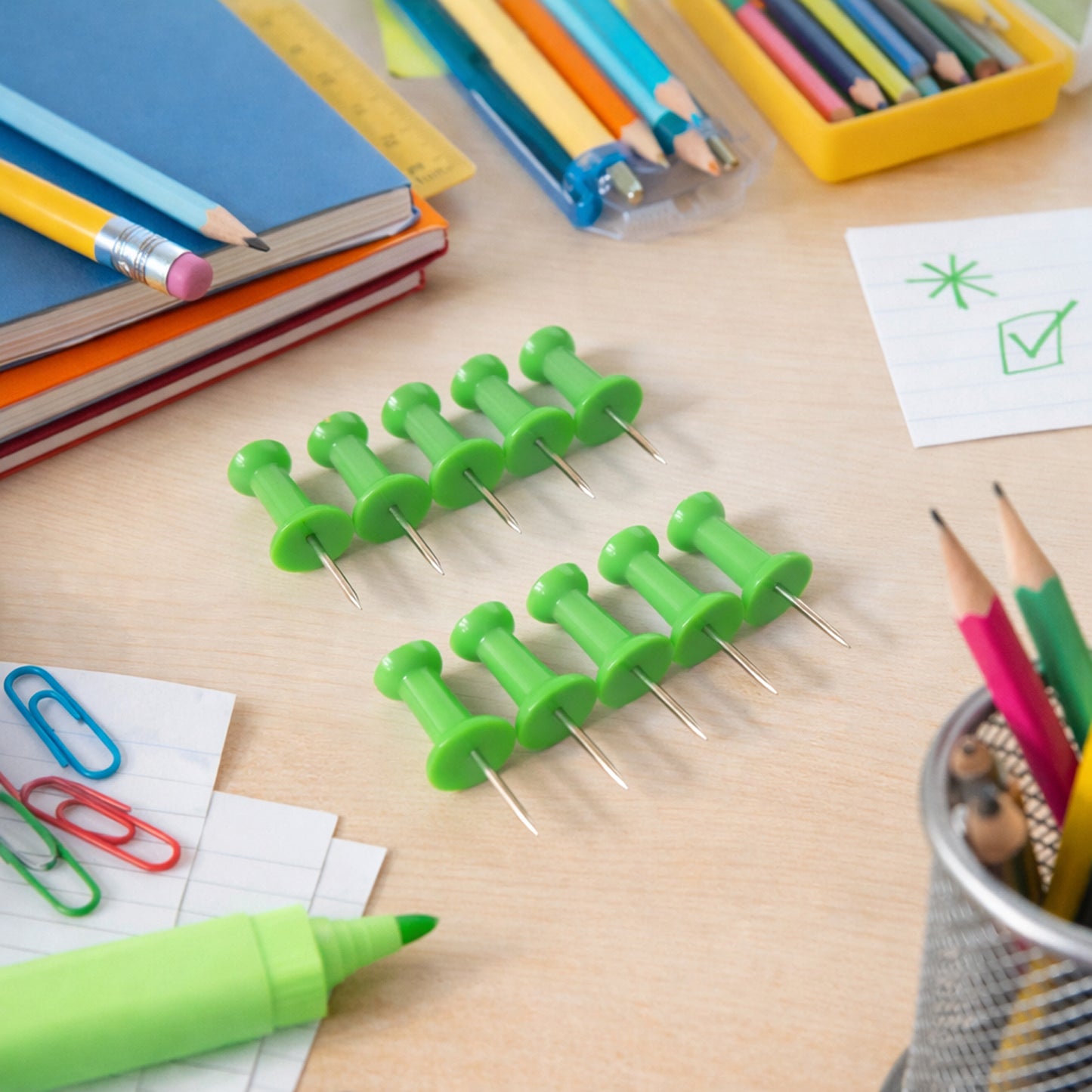 Green Plastic Head Push Pins for Notice Boards - Pack of 10 Pc - Happy Price - Image 6