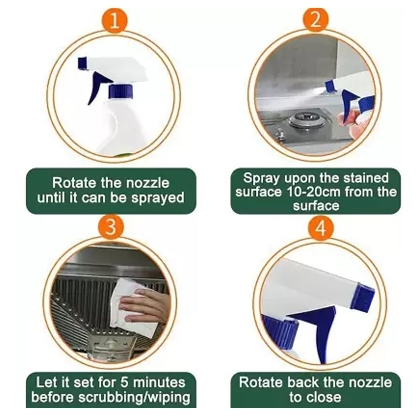 Kitchen Cleaner Spray Oil  Grease Stain Remover Stove  Chimney Cleaner Spray Non-flammable Nontoxic Magic Degreaser Spray For Kitchen Gas Stove Cleaning Spray (Approx 500ml) - Happy Price - Image 2