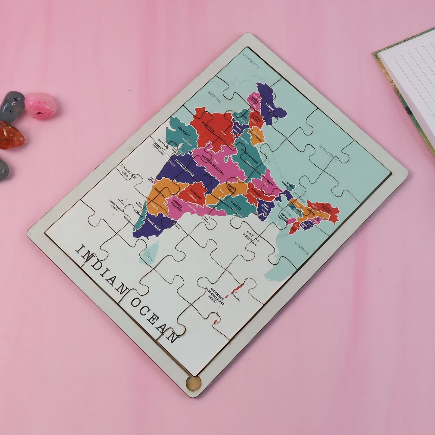 Wooden India Map Puzzle for Kids - Educational Geography Learning Toy (1 Set) - Happy Price - Image 3