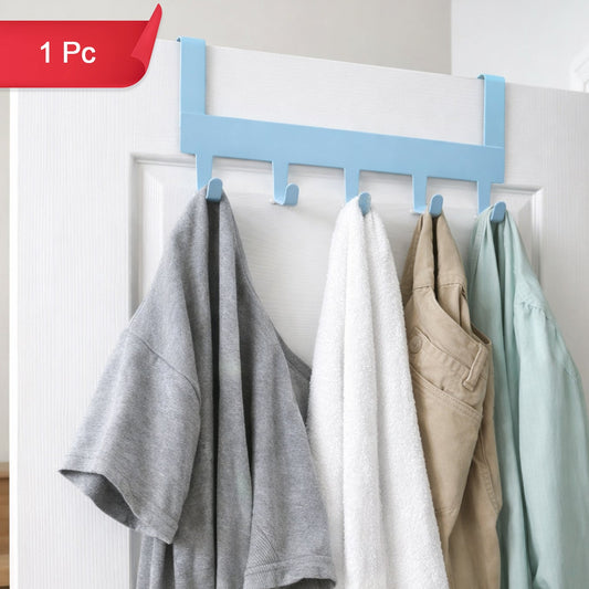 Metal 5 Hook Over-the-Door Organizer Rack (1 Pc) - Happy Price - Image 1