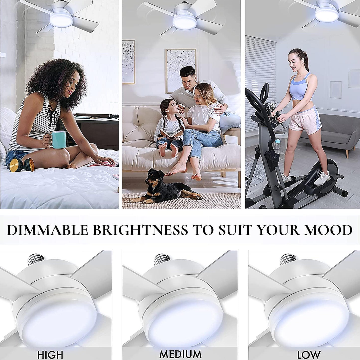 Socket Fan Light Original - Cool Light Led  Ceiling Fans With Lights And Remote Control Replacement For Lightbulb - Bedroom Kitchen Living Room1000 Lumens  5000 Kelvins Cool Leds (Remote Battery Not Included) - Happy Price - Image 6