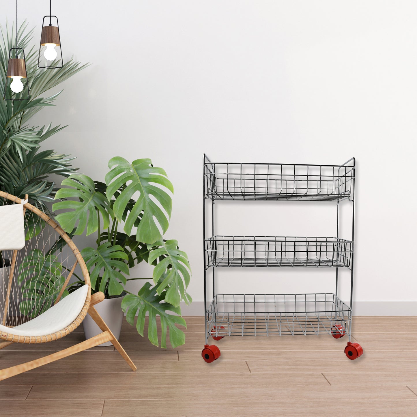 3 Tier Stainless Steel Kitchen Trolley for Fruit & Vegetable Storage - Happy Price - Image 2