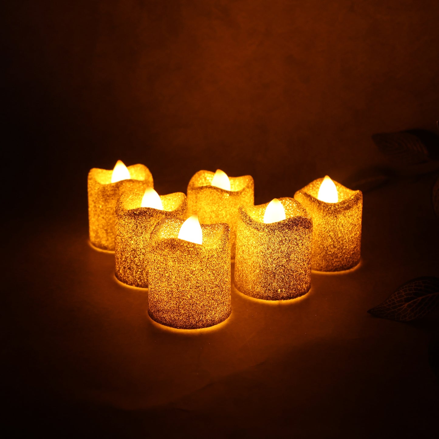 Glitter LED Tealight Candles - 6 Pc Set for Festive Decor - Happy Price - Image 6