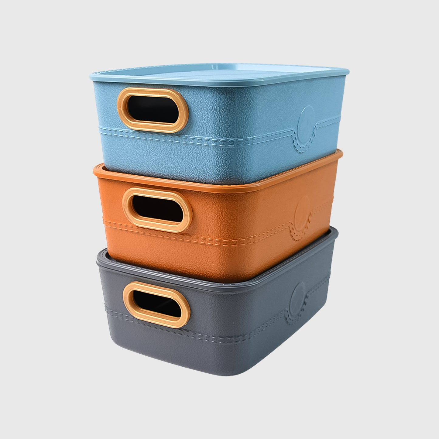 3-piece Plastic Multipurpose Storage Basket Bin Set With Handle (3 Pcs Set) - Happy Price - Image 3