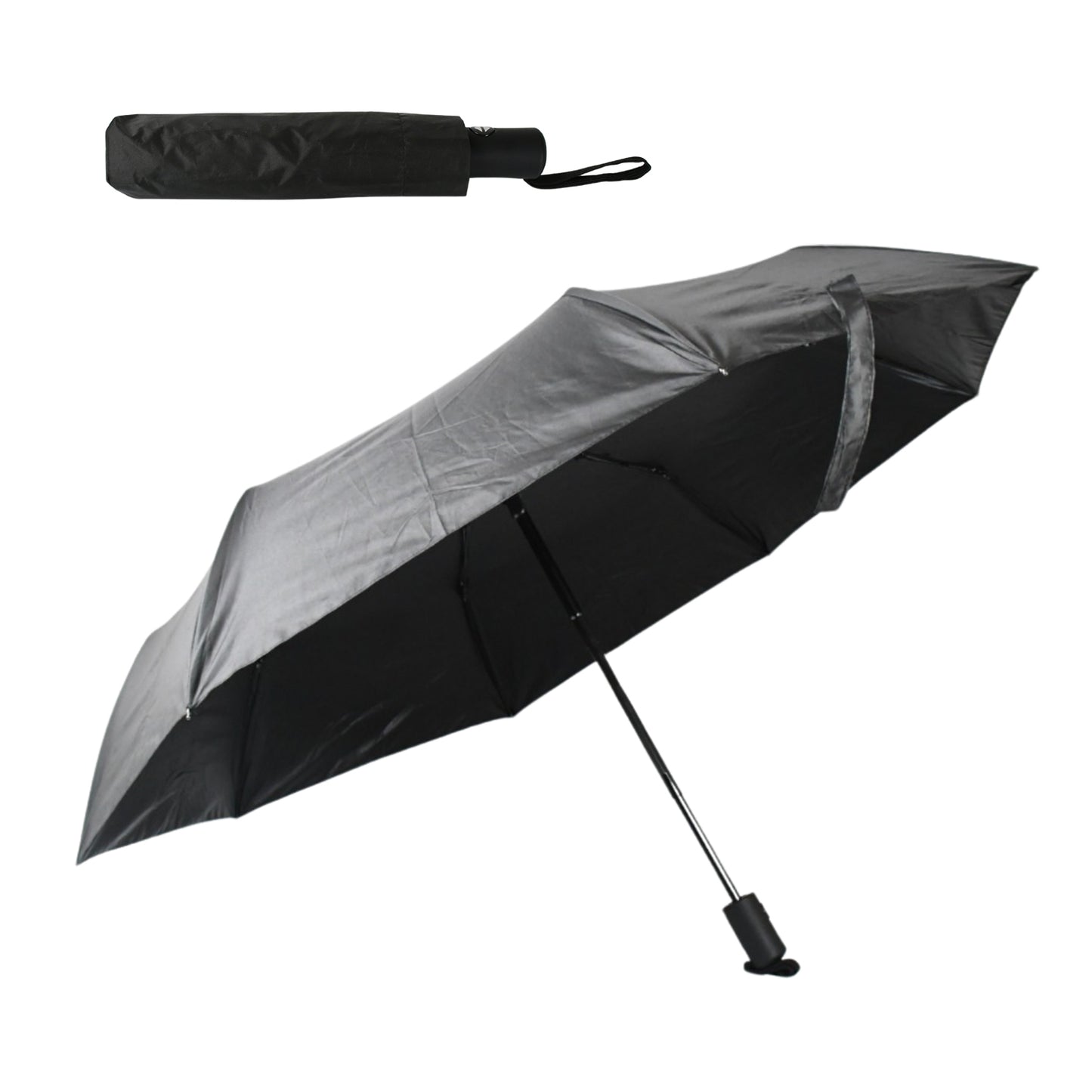2 Fold Compact Umbrella - Windproof, Sunproof & Rainproof with Steel Shaft and Wrist Strap - Happy Price - Image 3