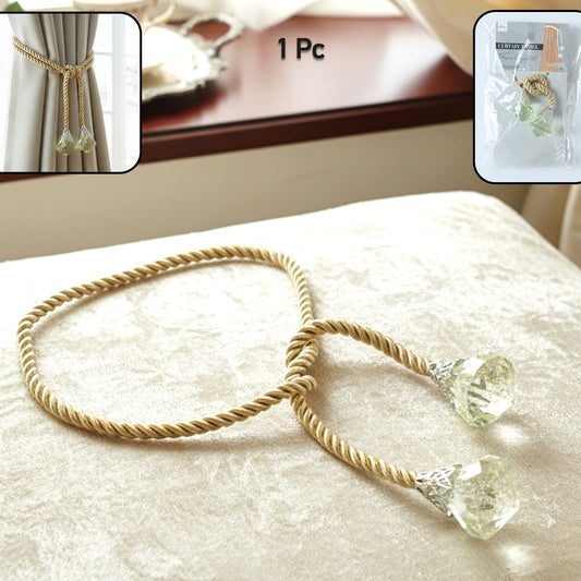 Decorative Curtain Tieback with Crystal Drop Ends (1 Pc) - Happy Price - Image 1