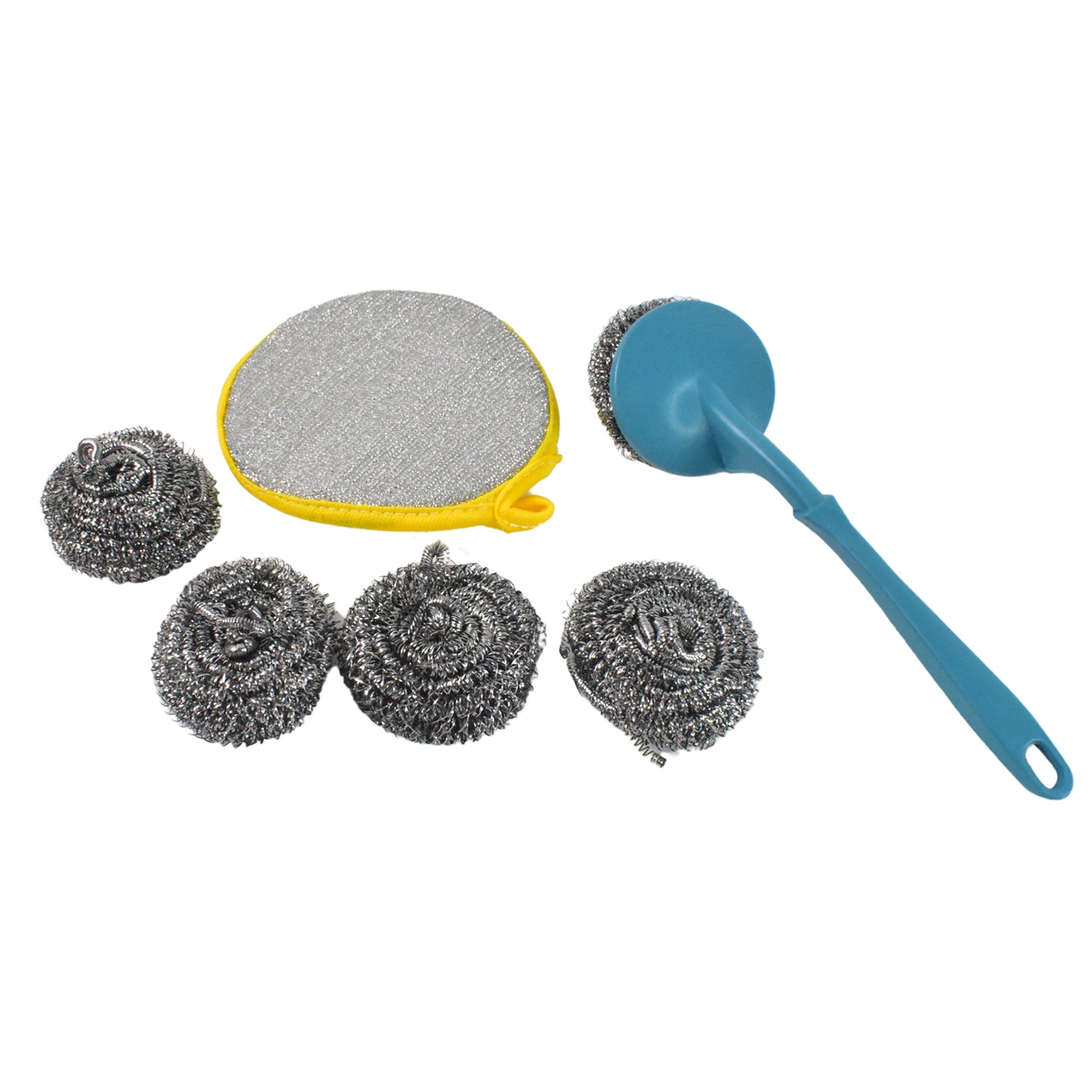 6-Piece Stainless Steel Kitchen Scrubber Set with Handle - Happy Price - Image 4