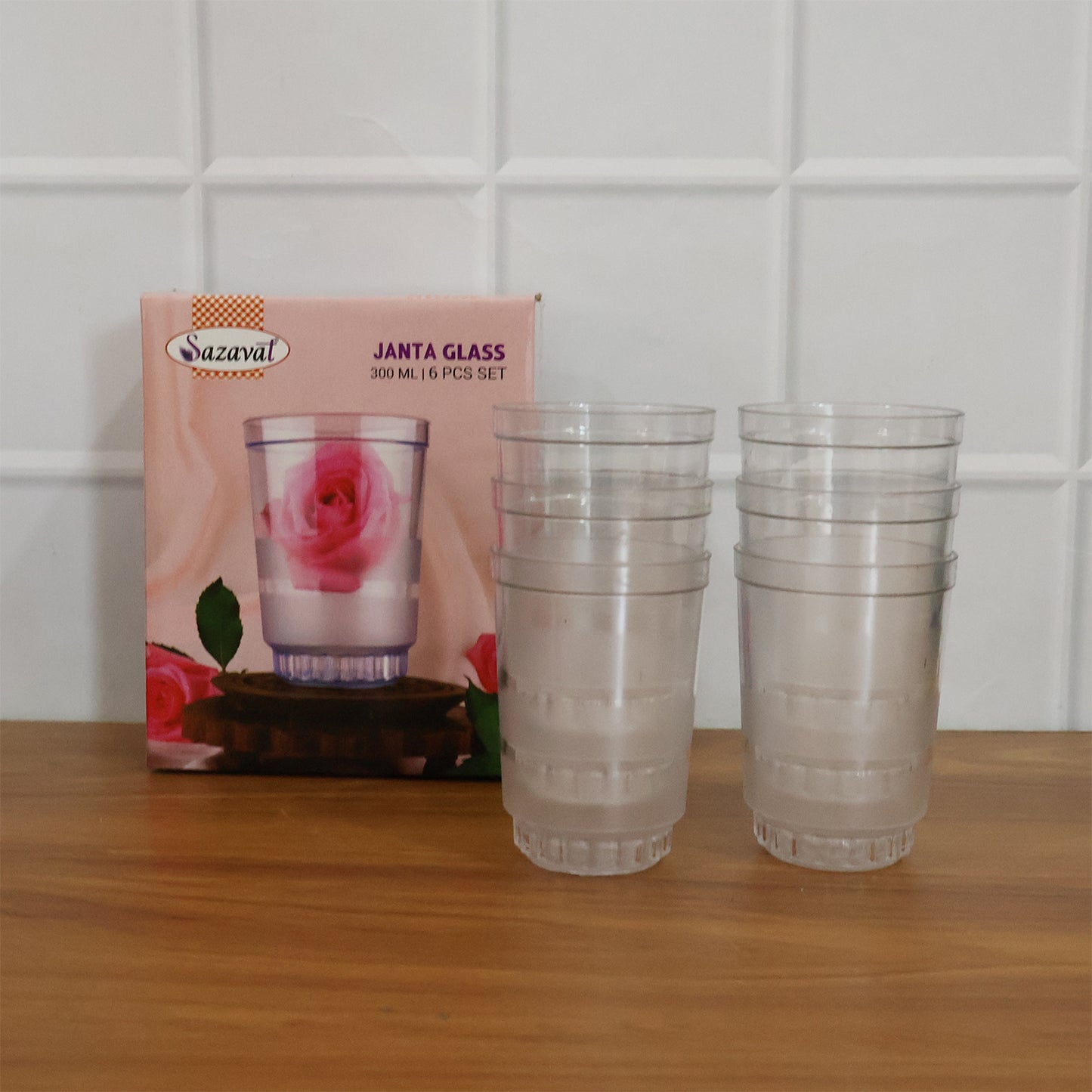 Transparent Janta Drinking Glasses - 300ml, Set of 6 - Happy Price - Image 7