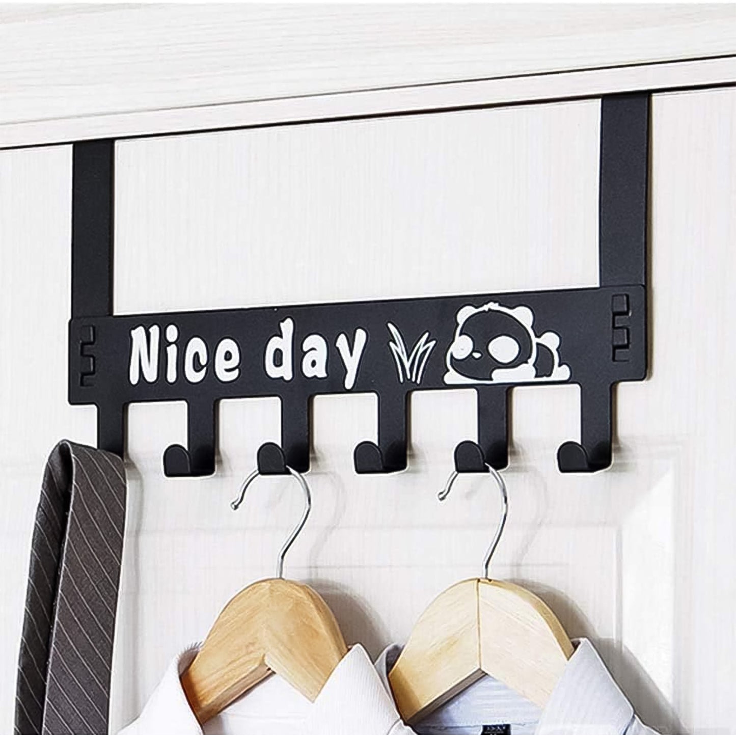 Durable Carbon Steel Over-Door Hook Rack - 6 Hooks, Black (1 Pc) - Happy Price - Image 4