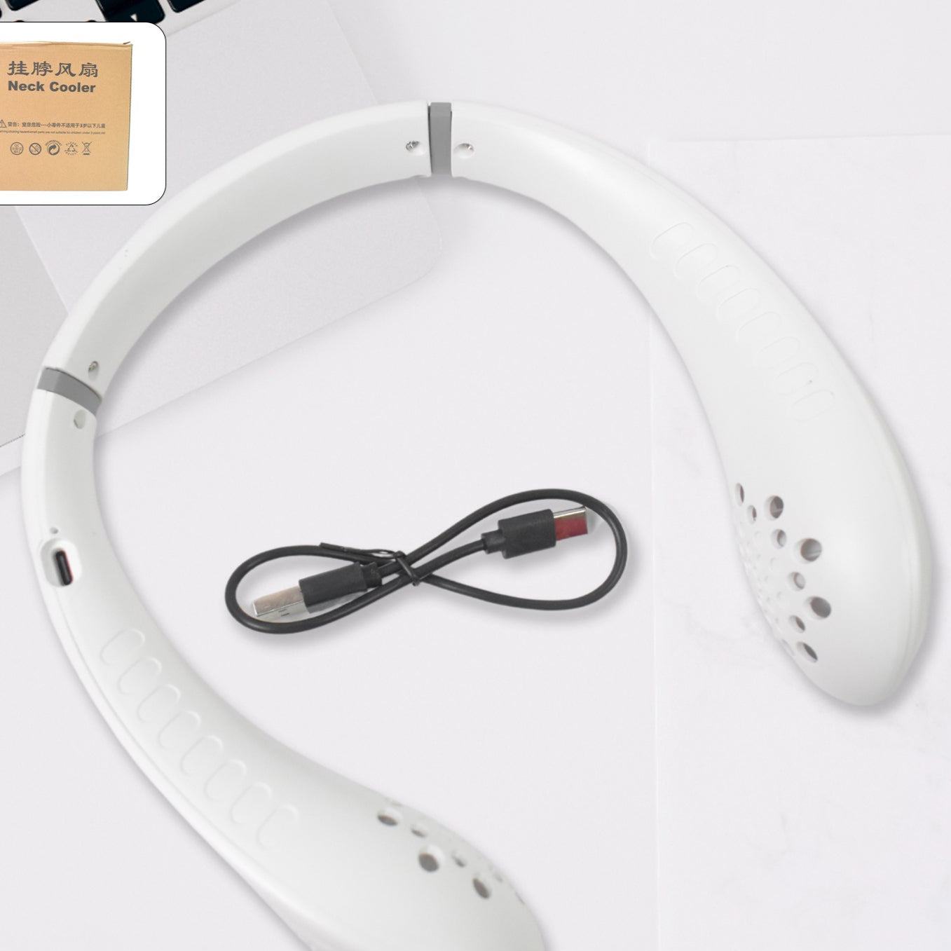 Neck Fan Portable And Wearable Personal Fan Usb Rechargeable Headphone Design Neckband Fan With 3 Speeds Suitable For Outdoor Family Sports Travel - Happy Price - Image 1