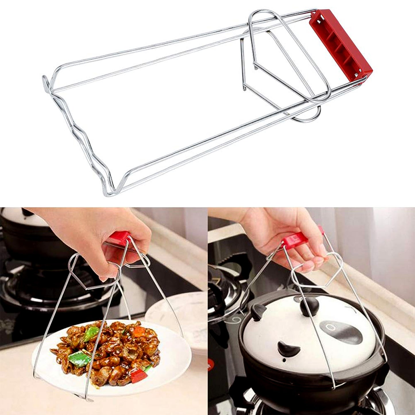 Heavy-duty Stainless Steel Kitchen Dish Plate Bowl Vessel Gripper Tong (1 Pc) - Happy Price - Image 6