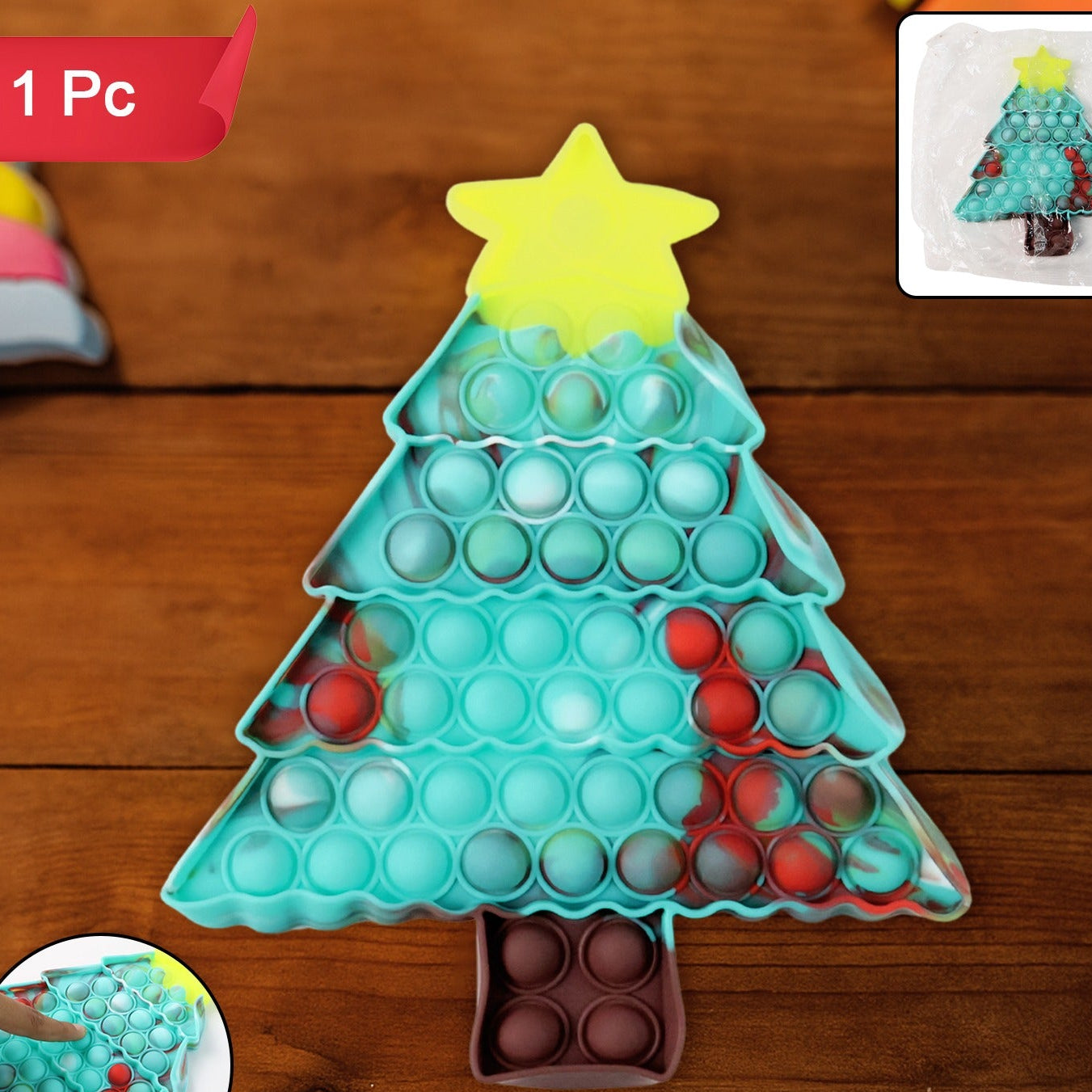 Tree Shape Silicone Pop It Fidget Toy for Stress Relief - 1 Pc - Happy Price - Image 1