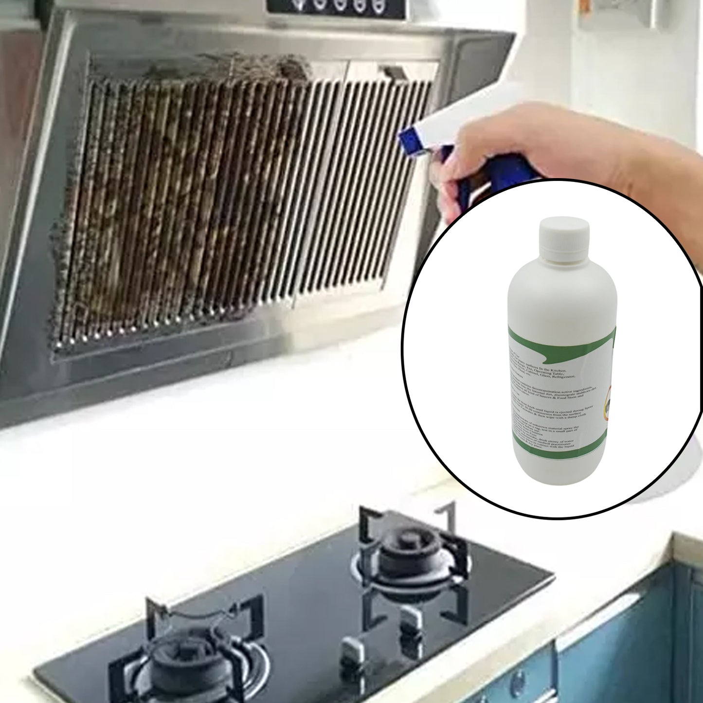 Kitchen Cleaner Spray Oil  Grease Stain Remover Stove  Chimney Cleaner Spray Non-flammable Nontoxic Magic Degreaser Spray For Kitchen Gas Stove Cleaning Spray (Approx 500ml) - Happy Price - Image 4