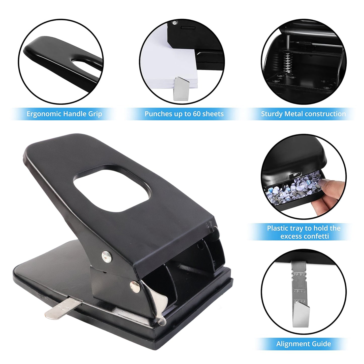 Durable Metal 2-Hole Paper Punch Machine (2 Pcs) - 30 Sheet Capacity - Happy Price - Image 5