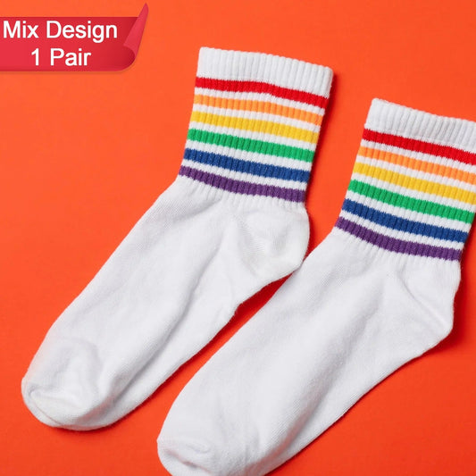 1 Pair Trendy Printed Socks - Assorted Designer Patterns - Happy Price - Image 1