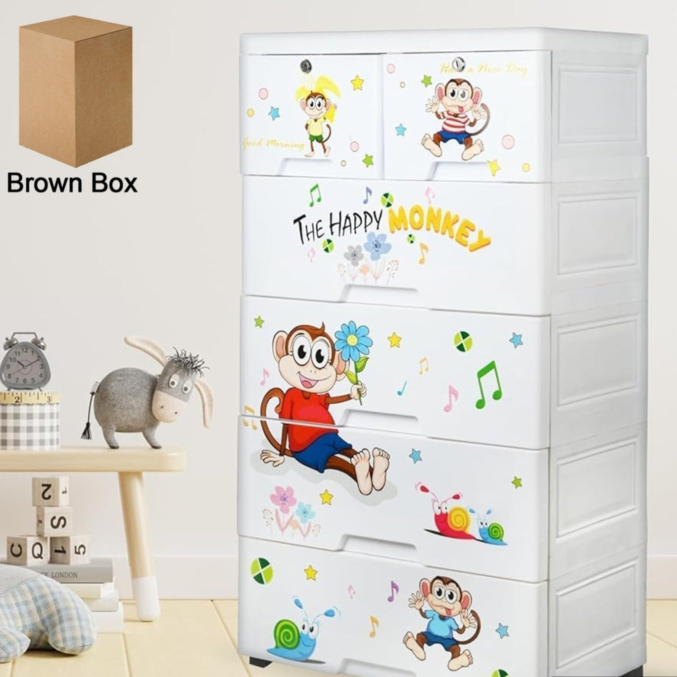 Kids Plastic Chest Of 6 Drawers Multi-purpose Storage Organizerwardrobe For Kids - Happy Price - Image 1