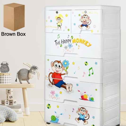 Kids Plastic Chest Of 6 Drawers Multi-purpose Storage Organizerwardrobe For Kids - Happy Price - Image 1