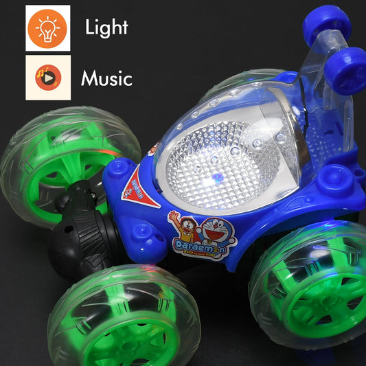 4482 Rechargeable 360 Degree Stunt Rolling Remote Control Car With Colourful 3d Lights And Music For Kids