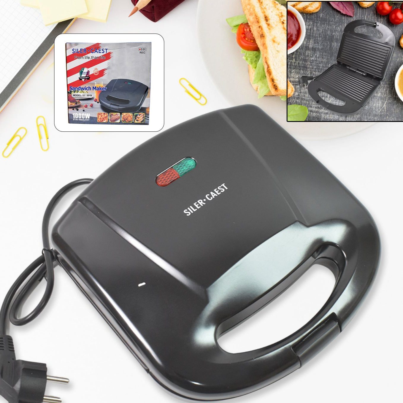 Sandwich Maker Makes Sandwich Non-stick Plates Easy To Use With Indicator Lights - Happy Price - Image 1