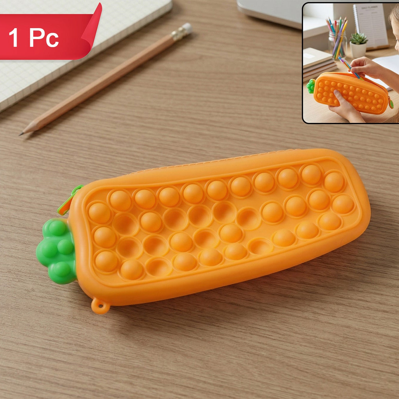 Pop It Pencil Pouch With Zipper (1 Pc)
