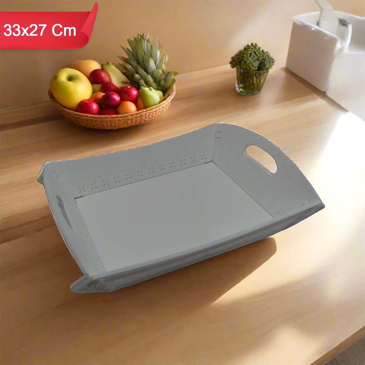 Foldable Serving Tray Plastic Serving Traywith Handle Serving Tray For Food Kitchen Outdoors Restaurants (1 Pc) - Happy Price - Image 5