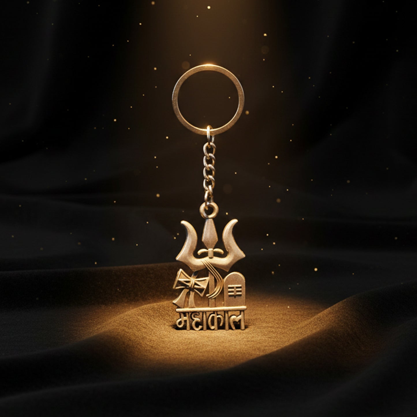 Mahakal Metal Keychain with Trishul, Damru, Shivling - Antique Black Finish (1 Pc) - Happy Price - Image 3