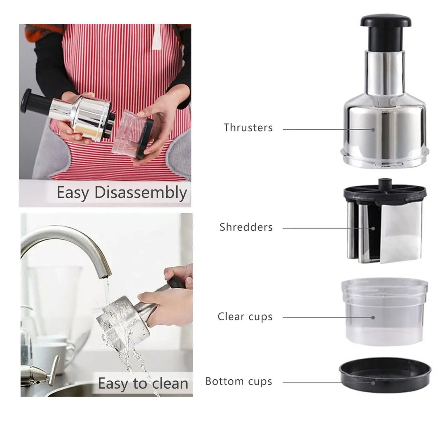Manual Vegetable Chopper with Stainless Steel Blade - Kitchen Hand Slicer for Onions, Garlic, Nuts & Herbs - Happy Price - Image 3