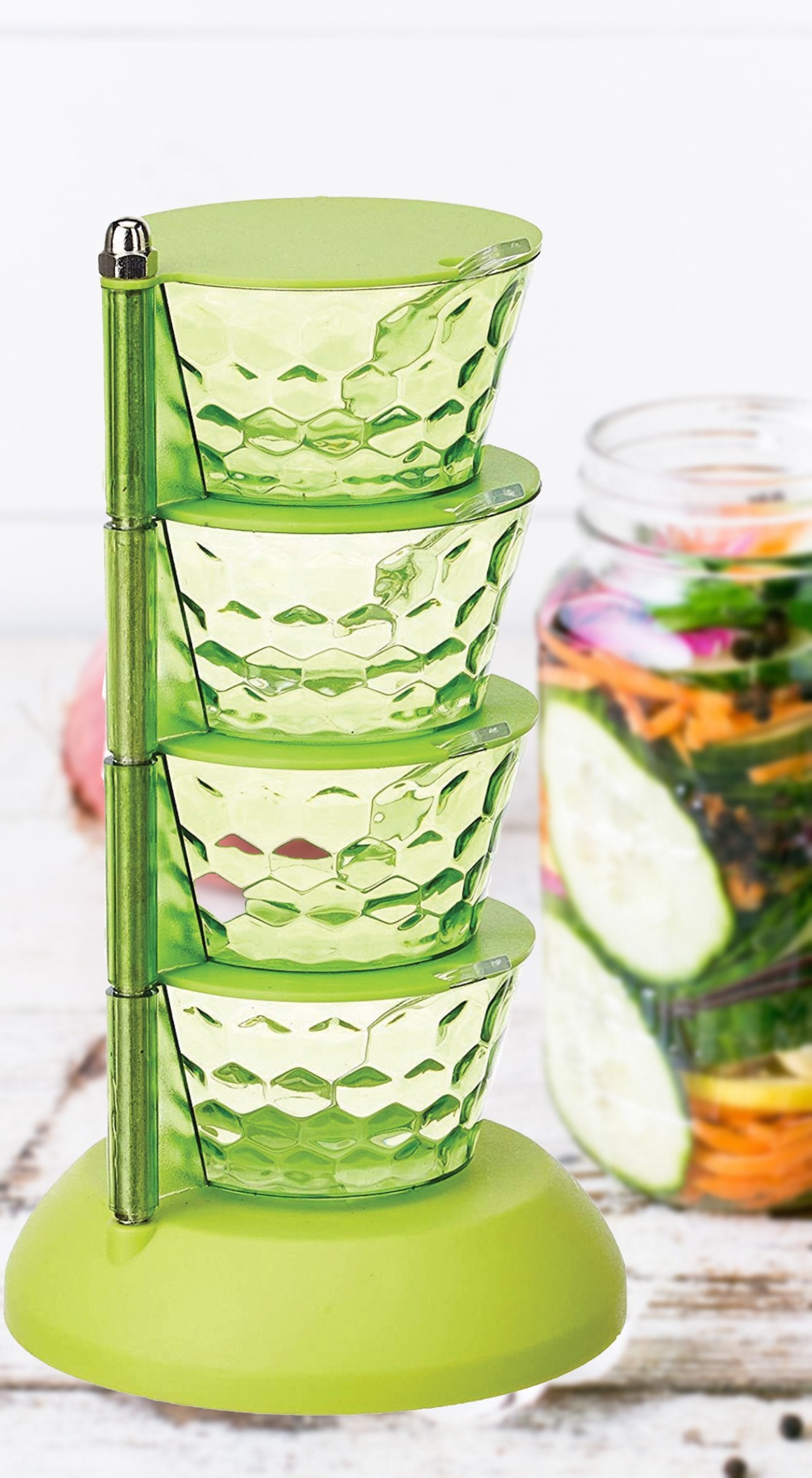 4 In 1 Multipurpose 360 Degree Rotating Pickle Rack Container For Kitchen - Happy Price - Image 4