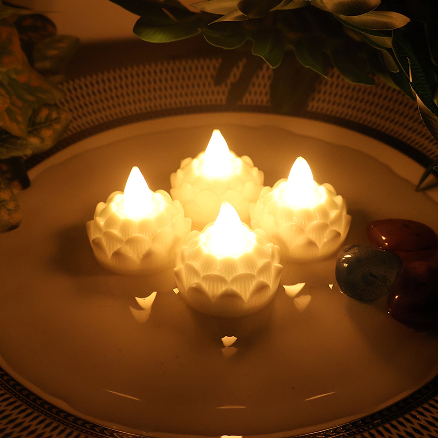 12 Pcs LED Floating Lotus Candles with Water Sensor - Flameless Decorative Lights - Happy Price - Image 4