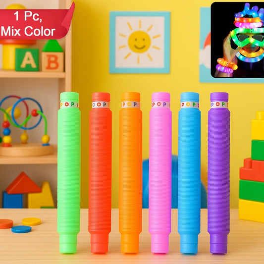 LED Glow Pop Tube Fidget Toy - Bendable Sensory Toy for Kids (1 Pc, Mixed Color) - Happy Price - Image 1