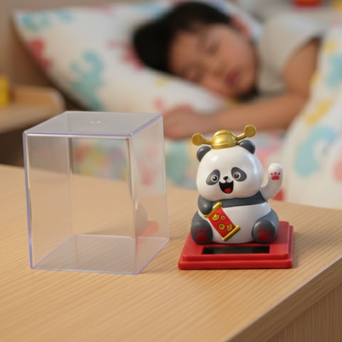 Solar Powered Waving Panda Showpiece with Display Case (1 Pc) - Happy Price - Image 3