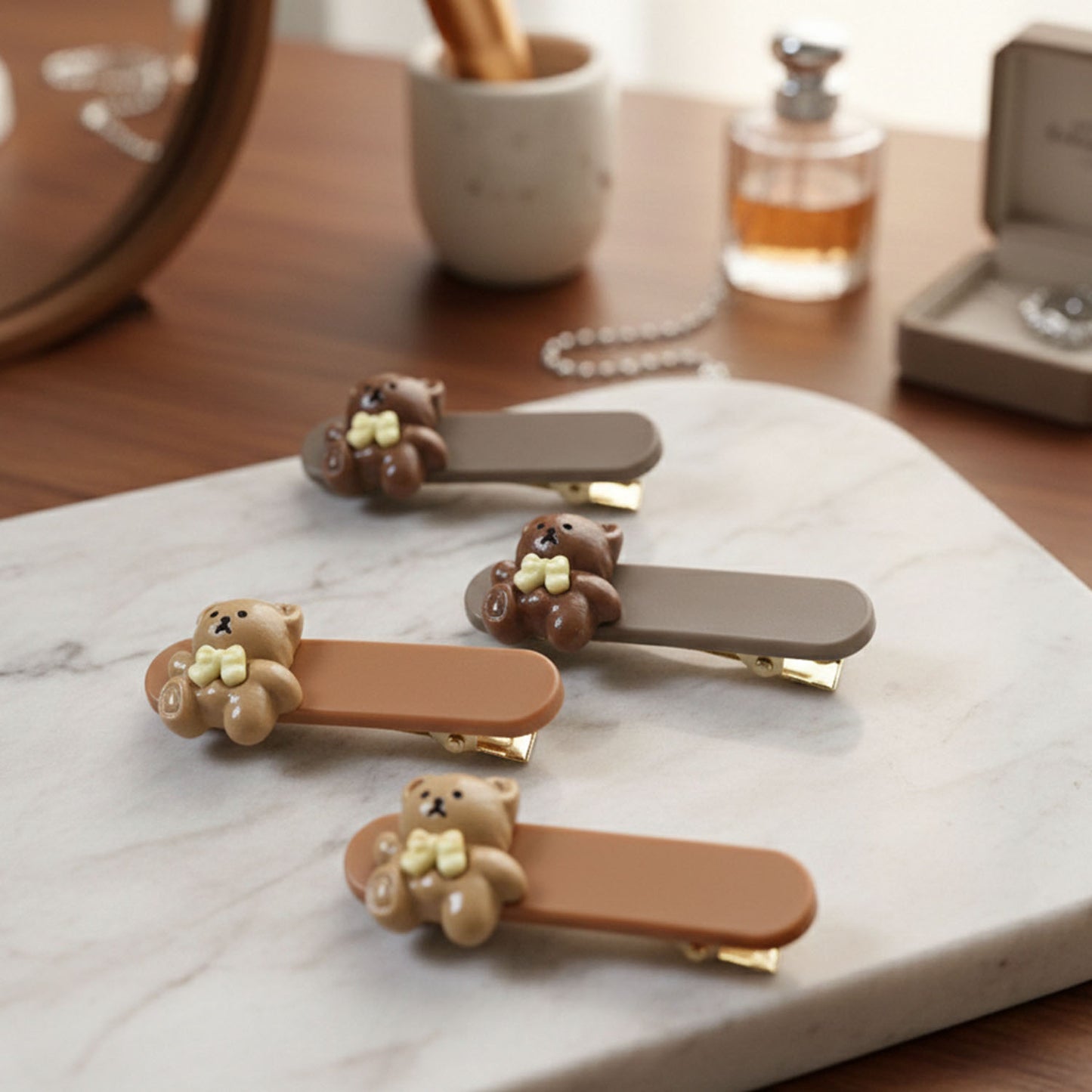 Cute Teddy Bear Snap Hair Clips - 4 Pc Set - Happy Price - Image 6