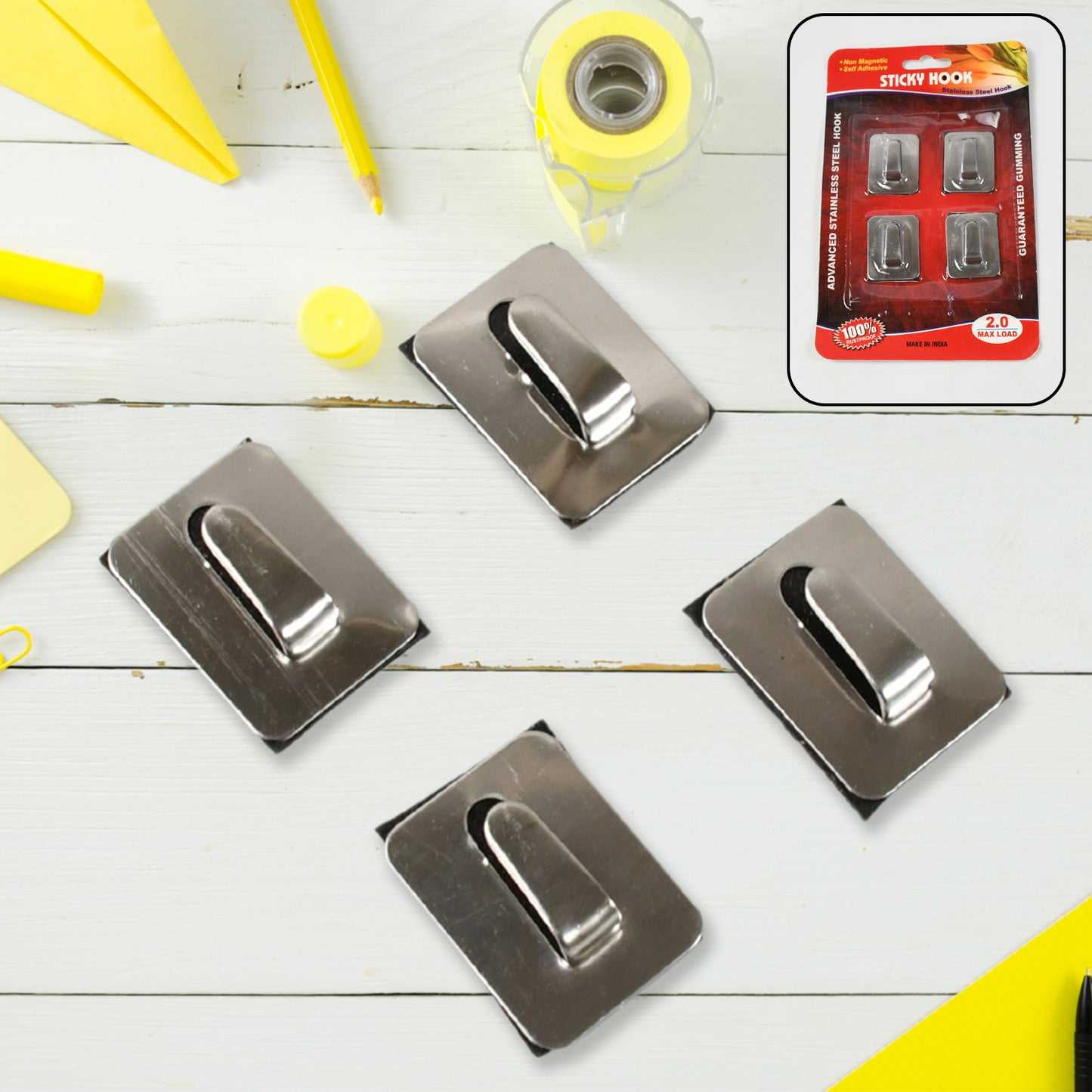 Self- Adhesive Hooks Heavy Duty Wall Hooks Hangers Stainless Steel Waterproof Sticky Hooks For Hanging Robe Coat Towel Kitchen Bathroom And. - Happy Price - Image 2