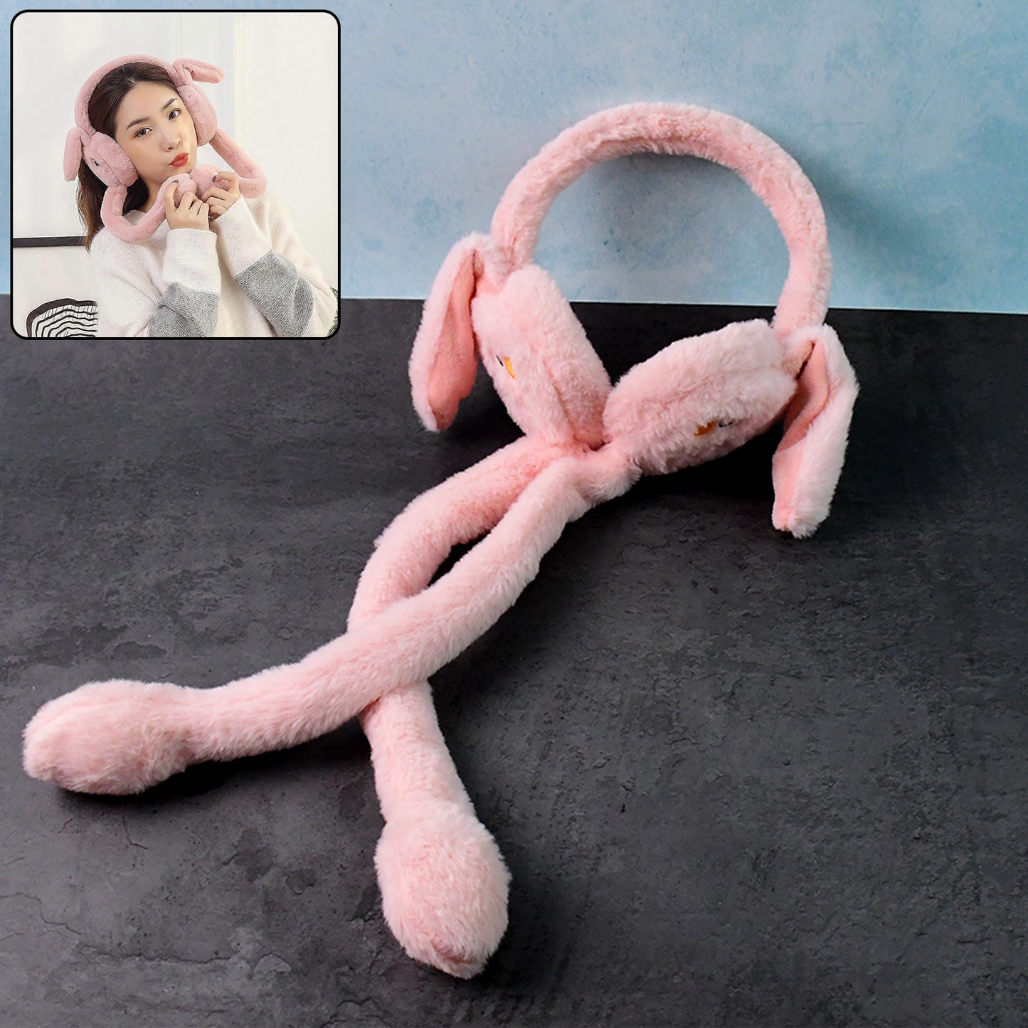 Cute Jumping Rabbit Ear Plush Earmuffs (1 Pc) - Warm Winter Ear Protection - Happy Price - Image 3