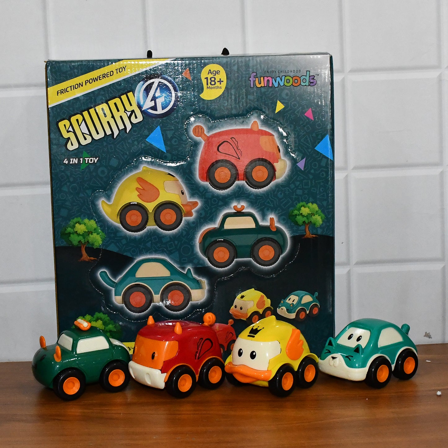 4 Pc Cartoon Animal Pull-Back Toy Car Set for Kids - Happy Price - Image 4