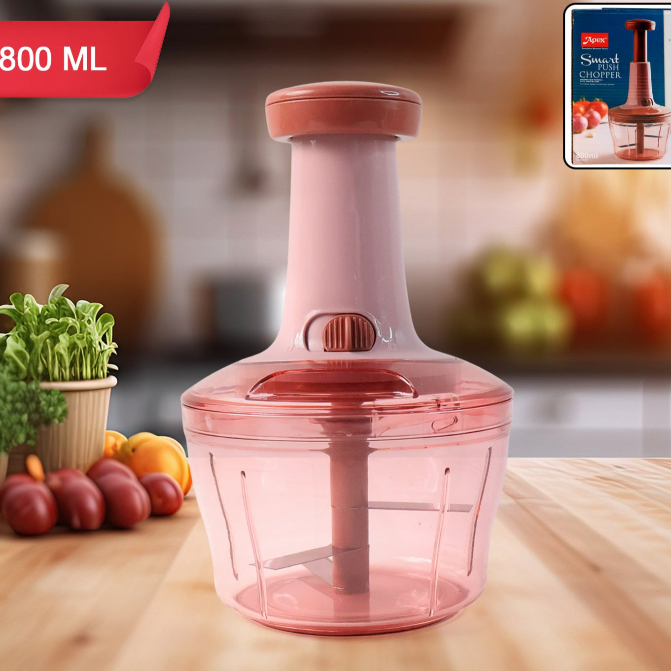 Apex Manual Vegetable and Fruit Chopper, 800 ML Capacity - Happy Price - Image 1