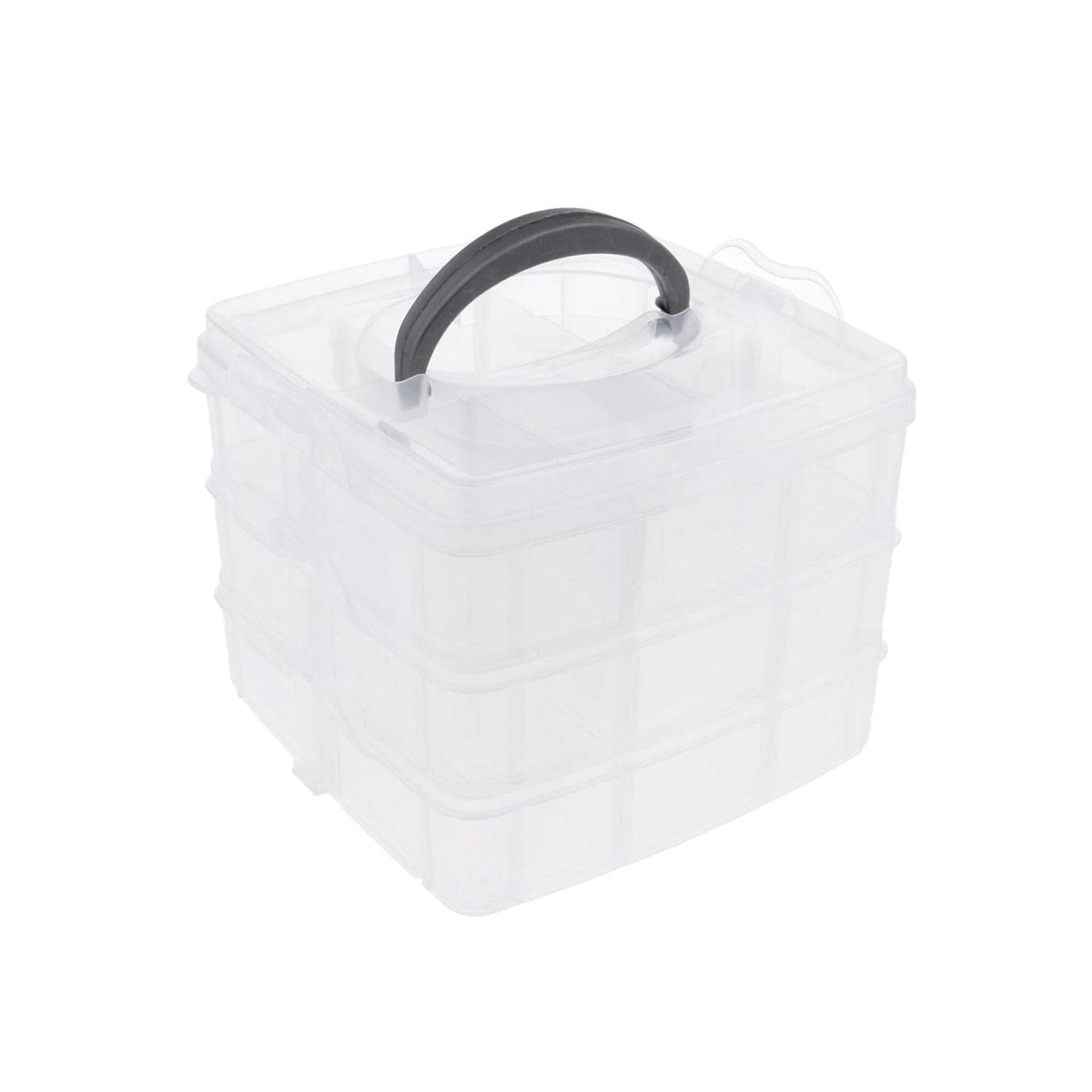 3-tier 18 Sections Transparent Stackable Adjustable Compartment Slot Plastic Craft Storage Box - Happy Price - Image 5