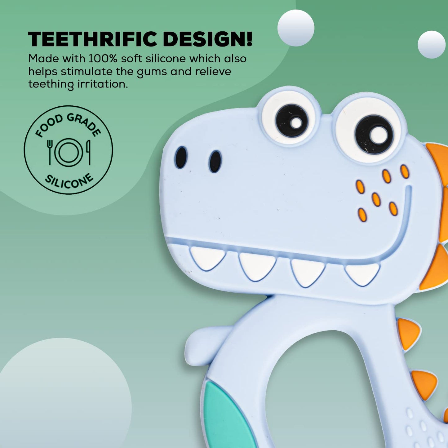 Silicone Dinosaur Teether For Baby (1 Pc  Mix Design  Color) - Happy Price - Image 4