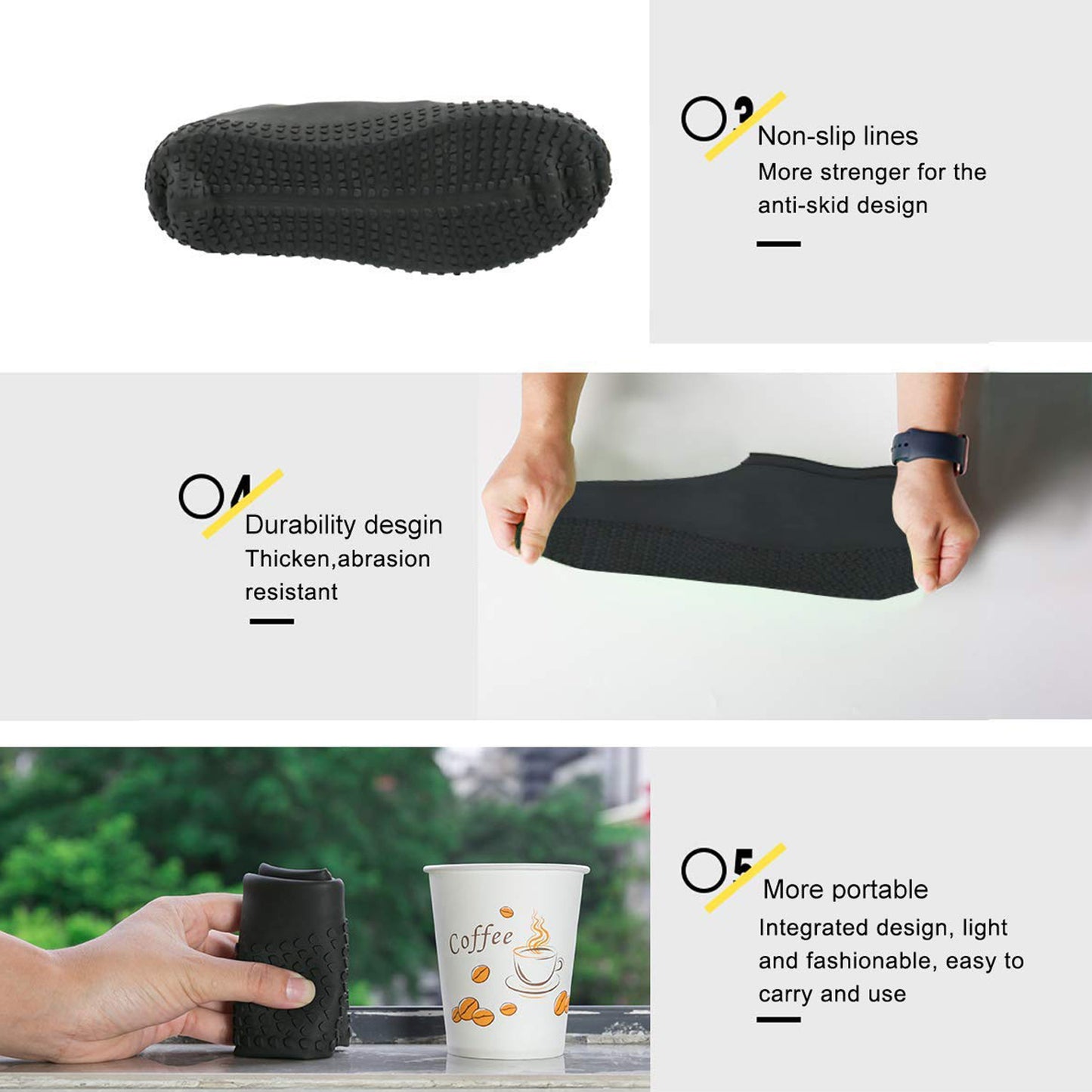 Non-slip Silicone Rain Reusable Anti Skid Waterproof Fordable Boot Shoe Cover ( Large ) - Happy Price - Image 4