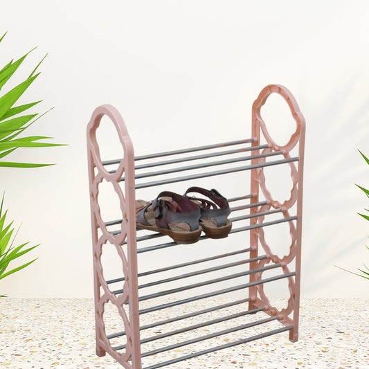 9392 Shoes Storage Shelf 4 Layer Spacesaving Shoes Show Rack Folding Shoe Rack Standing Shoe Rack Diy Shoes Storage Shelf Home Organizer For Bedroom Hallway And Closet Shoe Storage - Happy Price - Image 1