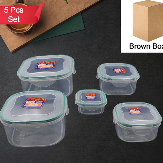 Kitchen Containers Set Fridge Storage Boxes Plastic Containers For Kitchen Organizer Kitchen Accessories Items For Storage Organizer Snap-seal (Lunch Boxstorage Organizer) (5 Ps Set) - Happy Price - Image 1