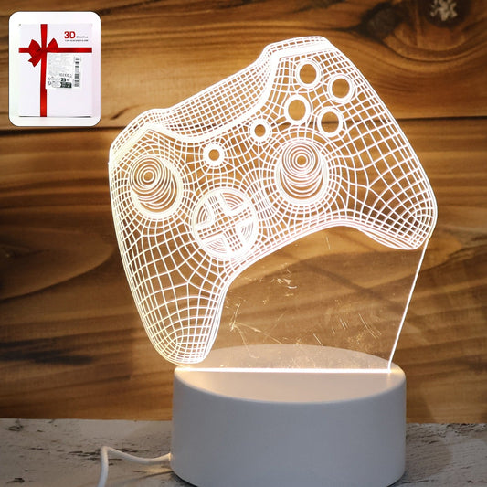 3D Gaming Controller Illusion LED Night Lamp - USB Powered Decorative Light - Happy Price - Image 1