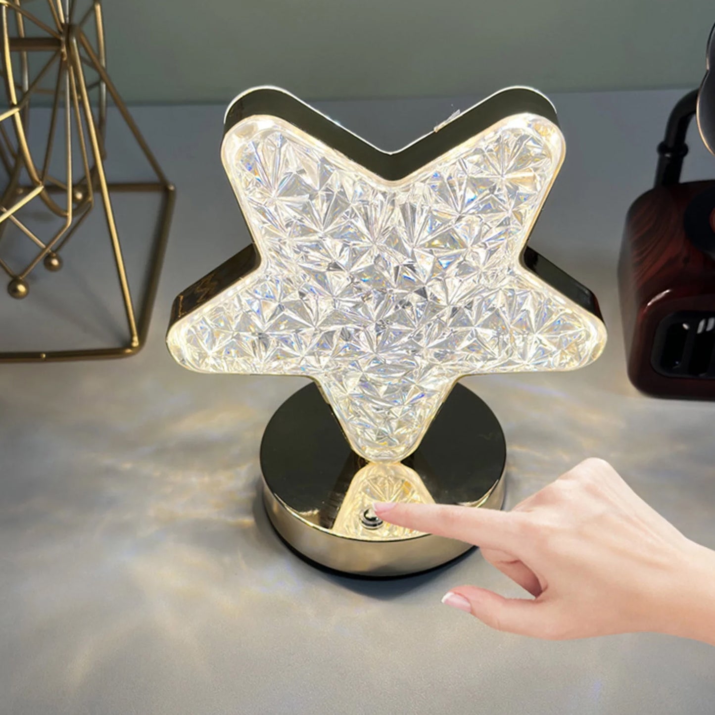 Star Shape Crystal Diamond Lamp Cordless Luxury Lamp With Usb Rechargeable 3-way Dimmable  Touch Control Decorative Nightstand Lamp For Bedroom Living Room Party Restaurant Decor (1 Pc ) - Happy Price - Image 7
