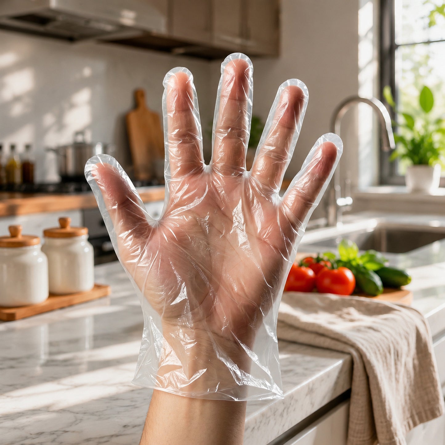 Clear Disposable Plastic Gloves - 100 Pc Medium Size - Happy Price - Image 3