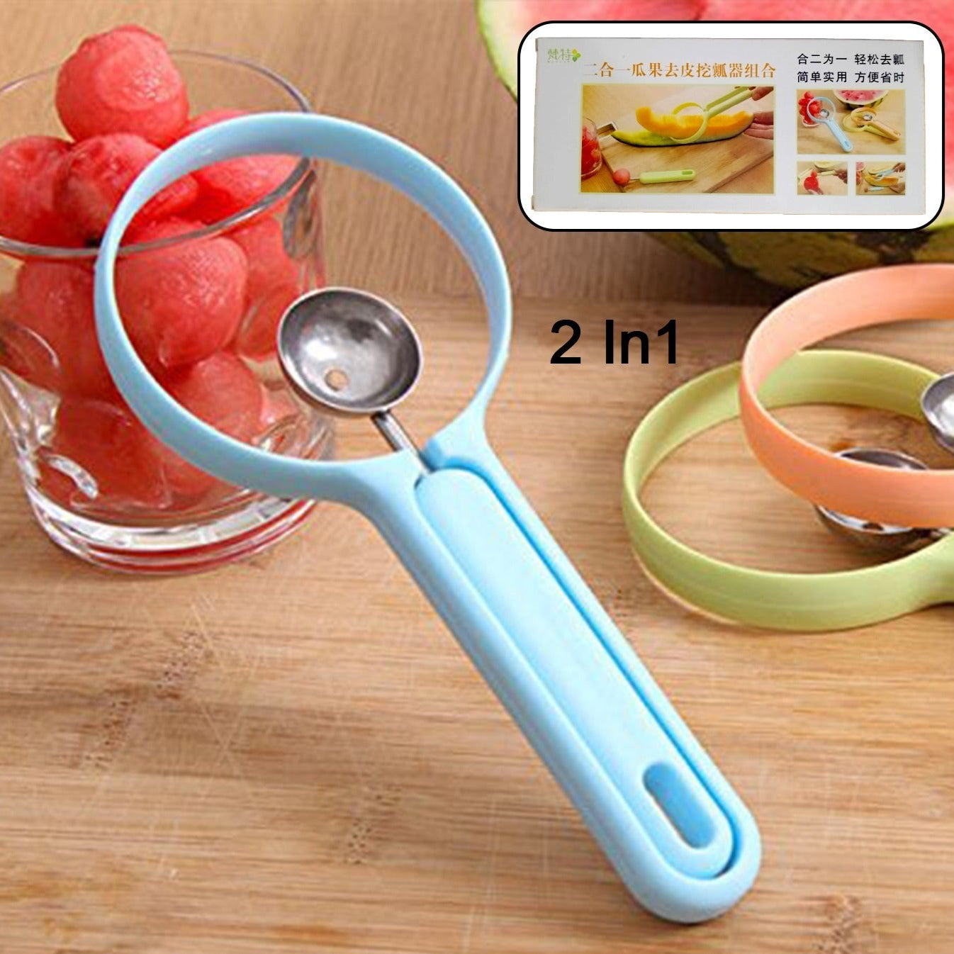 2 In 1 Kitchen Tool - Soft Fruit Peeler And Baller - Avocado Papaya Watermelon Honey Dew - Kitchen Gadget Tool (1 Pc) - Happy Price - Image 1