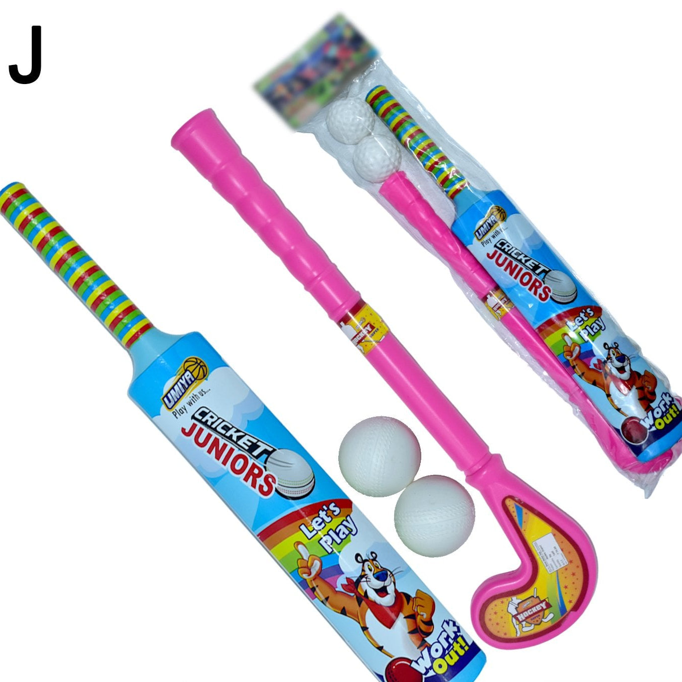 Combo Of Light Weight Plastic Bat Ball  Hockey For Kids - Happy Price - Image 1