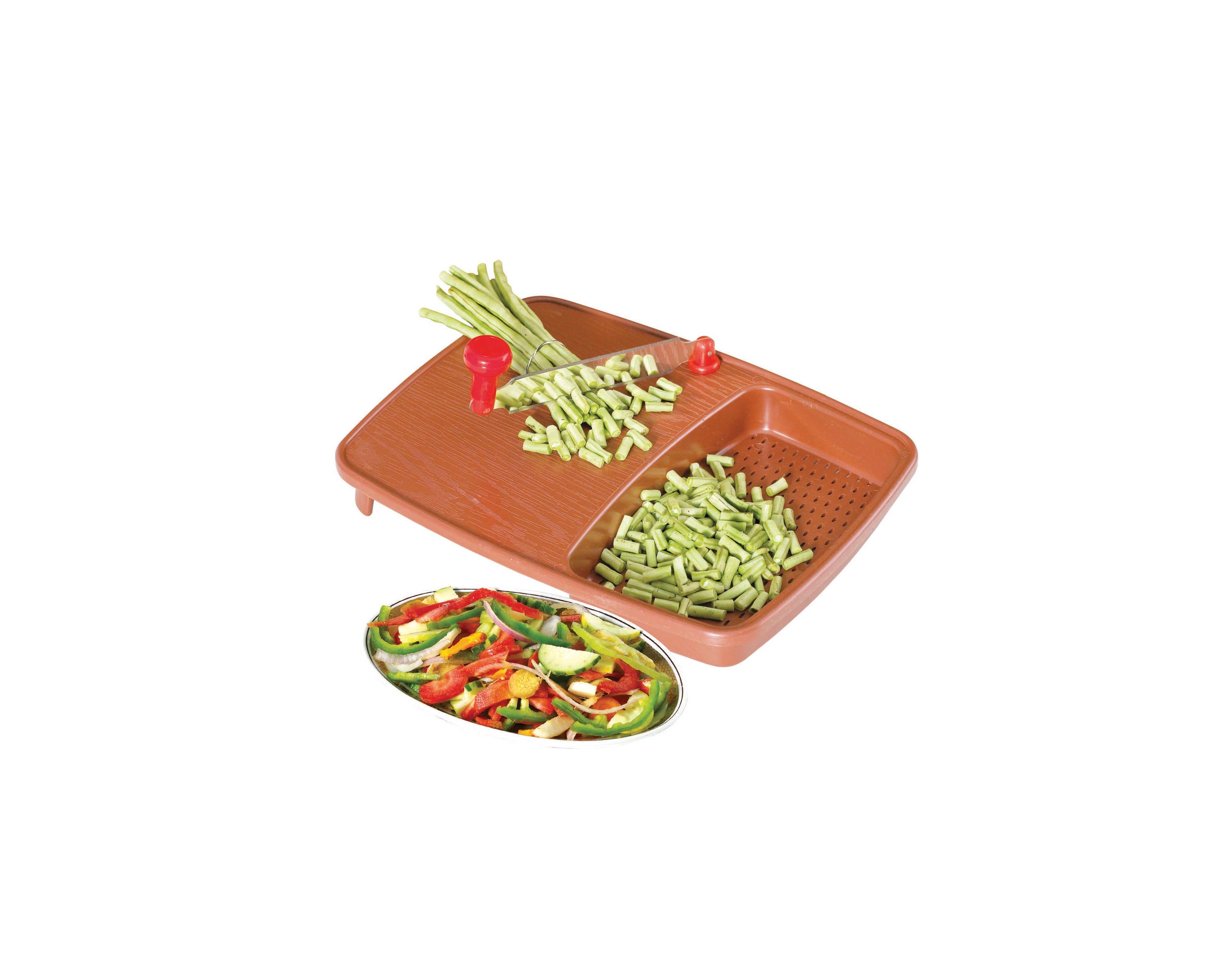 Thick Plastic Kitchen Chopping Cutting Slicing Tray With Holder - Happy Price - Image 1